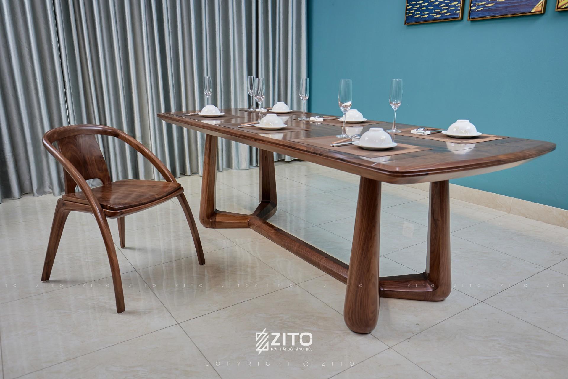 Ghế ăn gỗ óc chó ZGA 611 & bàn ăn ZBA 613